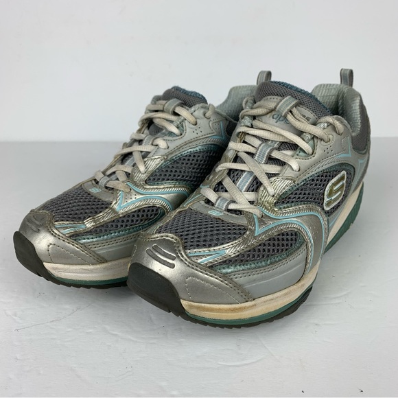 Sketchers Shape Ups  Toning Walking Shoes Size 7 Grey Blue Women’s - Picture 1 of 12